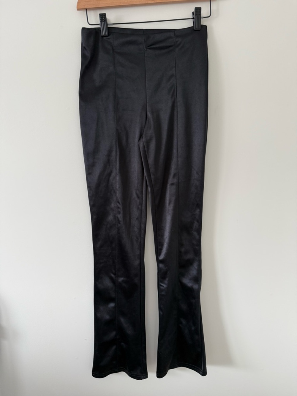 Forever 21 Black Satin Flare Pants (size XS)